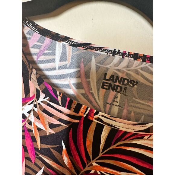 Lands End Baltic Pink and Brown Multi Palm Rash Guard Size Medium - Picture 2 of 4